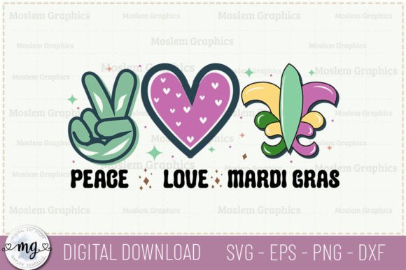Peace Love Mardi Gras SVG