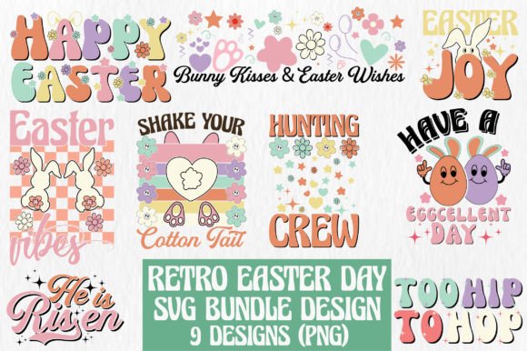 Retro Easter SVG PNG Bundle