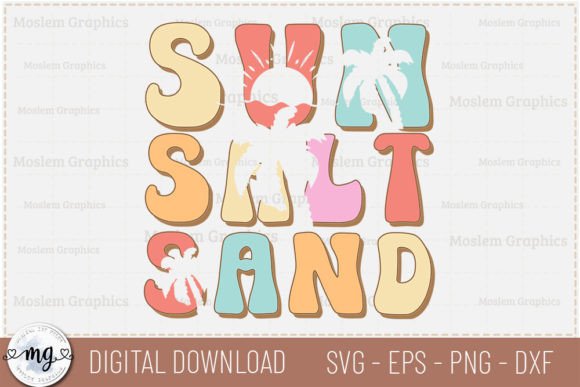 Sun Salt Sand - Retro Summer SVG